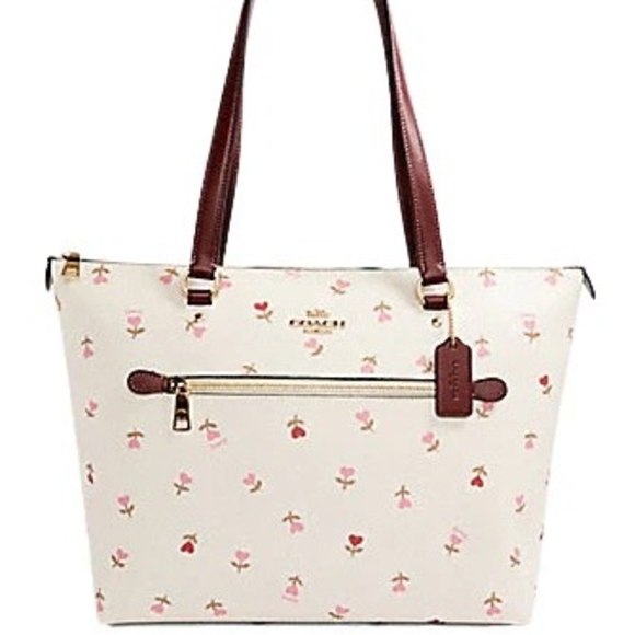 Coach Gallery Tote Bag With Heart Floral Print